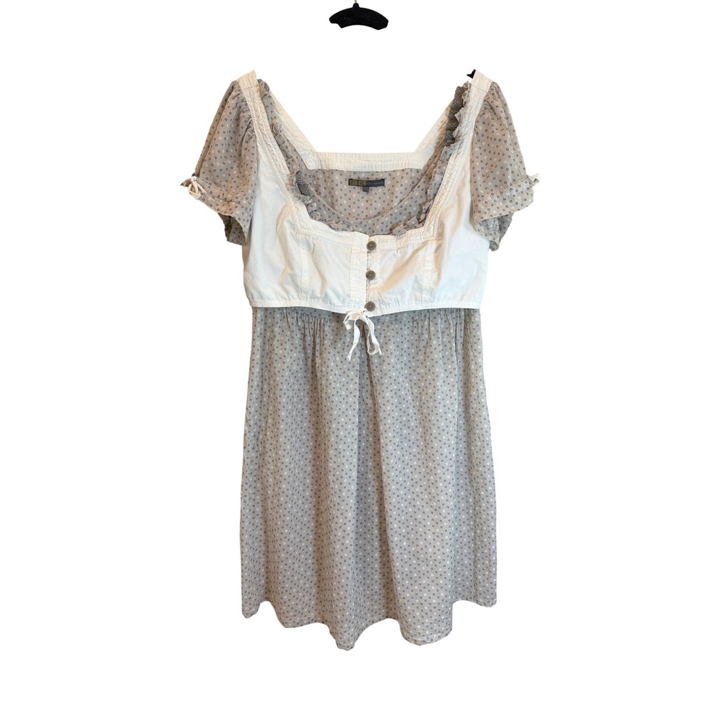Eva Kayan‎ Paris Silk Cotton Mini Dress Grey White Geometric Cottagecore Size 42